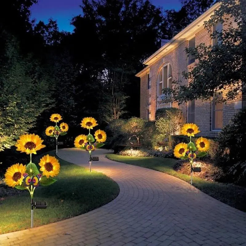 VITYAZI 2/4/8pcs Solar LED Sunflower Garden Lights Realistic Night Glow for Yard Lawn Patio Porch Decoration Waterproof IP65 Energy Efficient Outdoor Lighting Durable Plastic Flowers Upgraded Solar Panels VITYAZI
