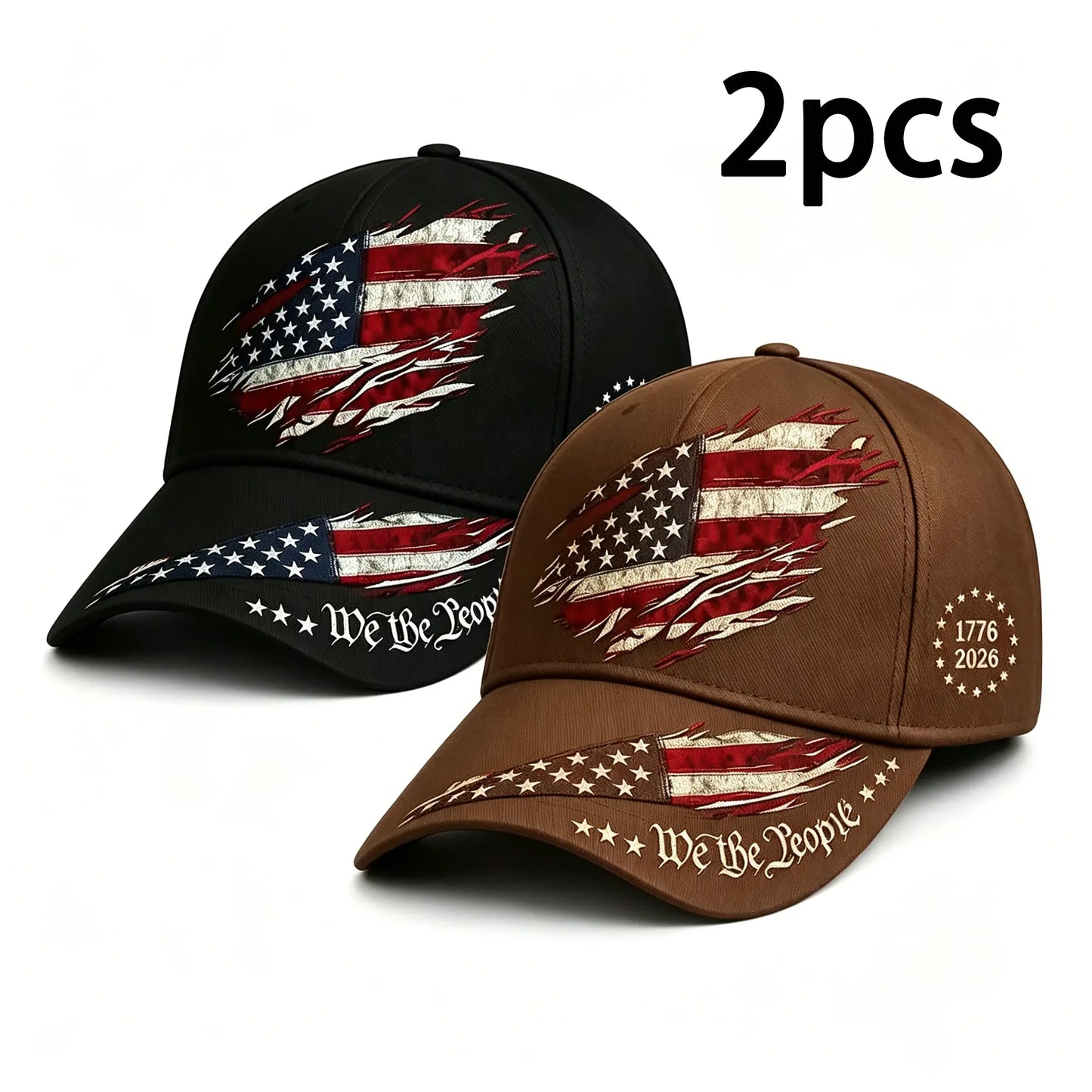 2pcs 250th Anniversary Print Baseball Cap, Adjustable Unisex Sun Cap