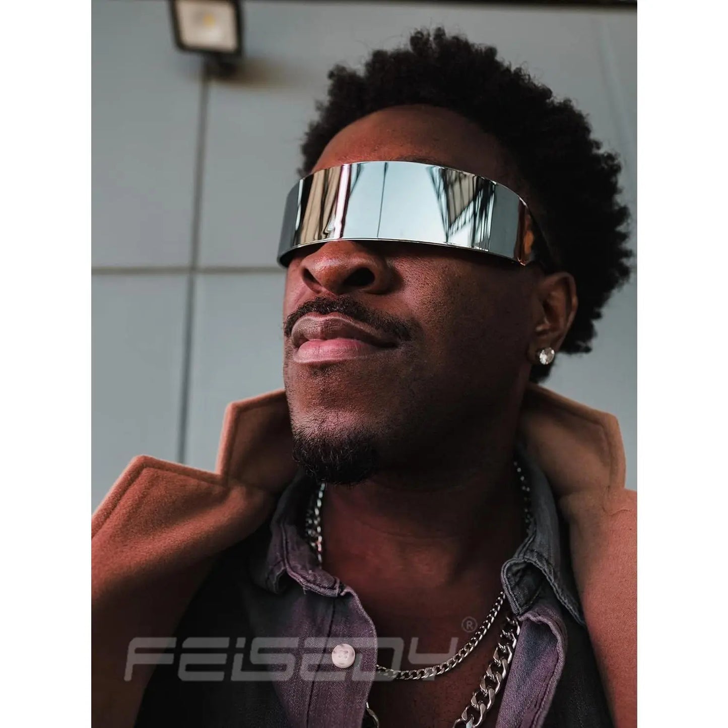 Futuristic Mirrored Cyclops Visor Sunglasses – Unisex Cyberpunk Shades