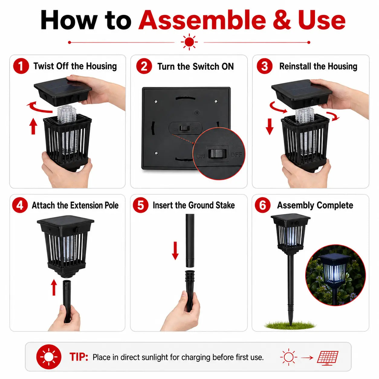 Outdoor Solar Mosquito Zapper: Dual-Mode Waterproof UV Bug Killer Stake Light