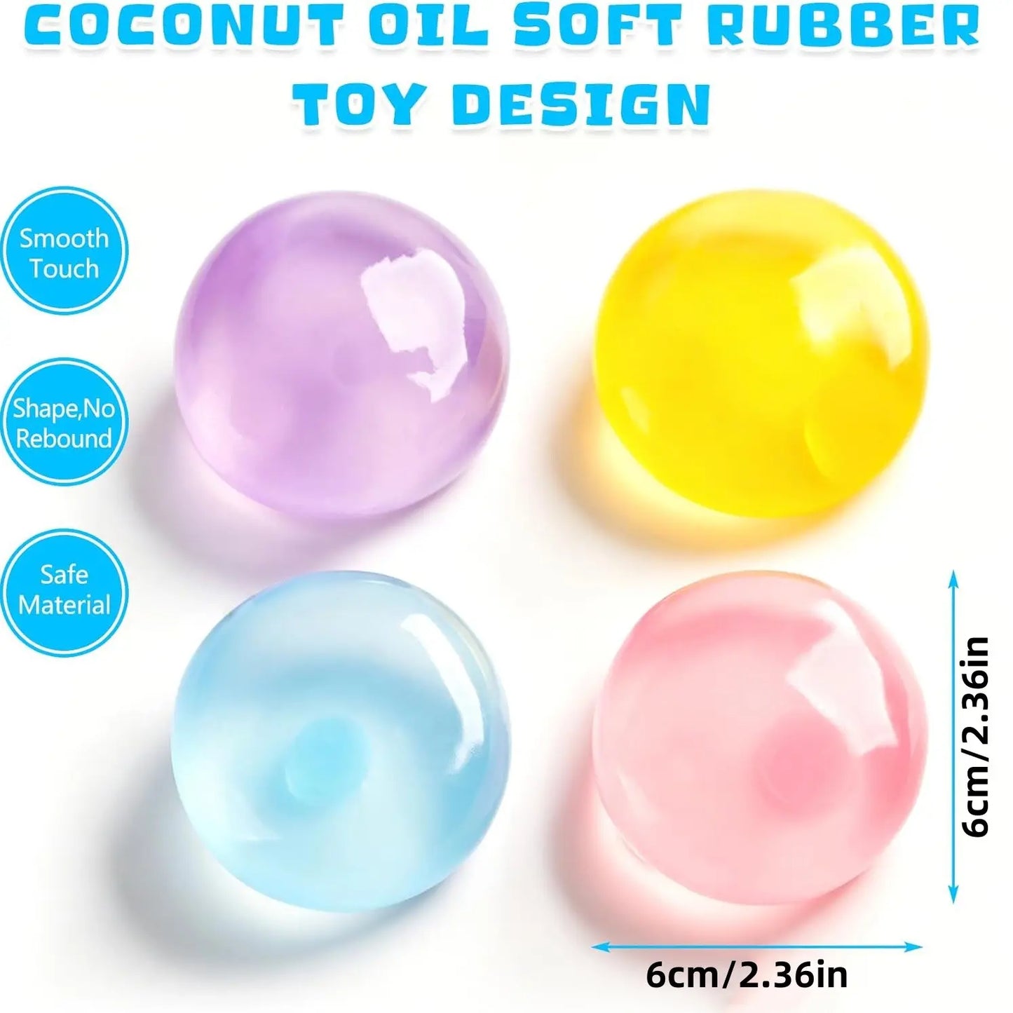 1 Count Coconut Oil Stress Ball,Shapeable No Rebound Stress Relief Ball Coconut Oil Handmade Squeezing Ball, Anxiety Relief Toy, Fidget Toy