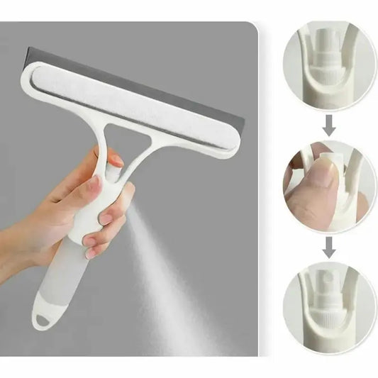 3-in-1 Spray Window Cleaner – Squeegee, Microfiber Scrubber & Mist Spray Glass Cleaning Tool for Windows, Mirrors & Car Windshields