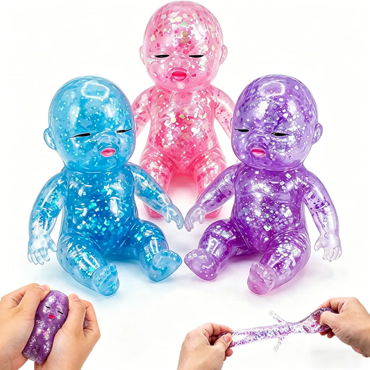 3 Pack Glittery Slow Rising Squishies 4 Inch Soft Squeeze Fidget Toy Anxiety Relief Desk Decor Kids Birthday Gift Party Favor