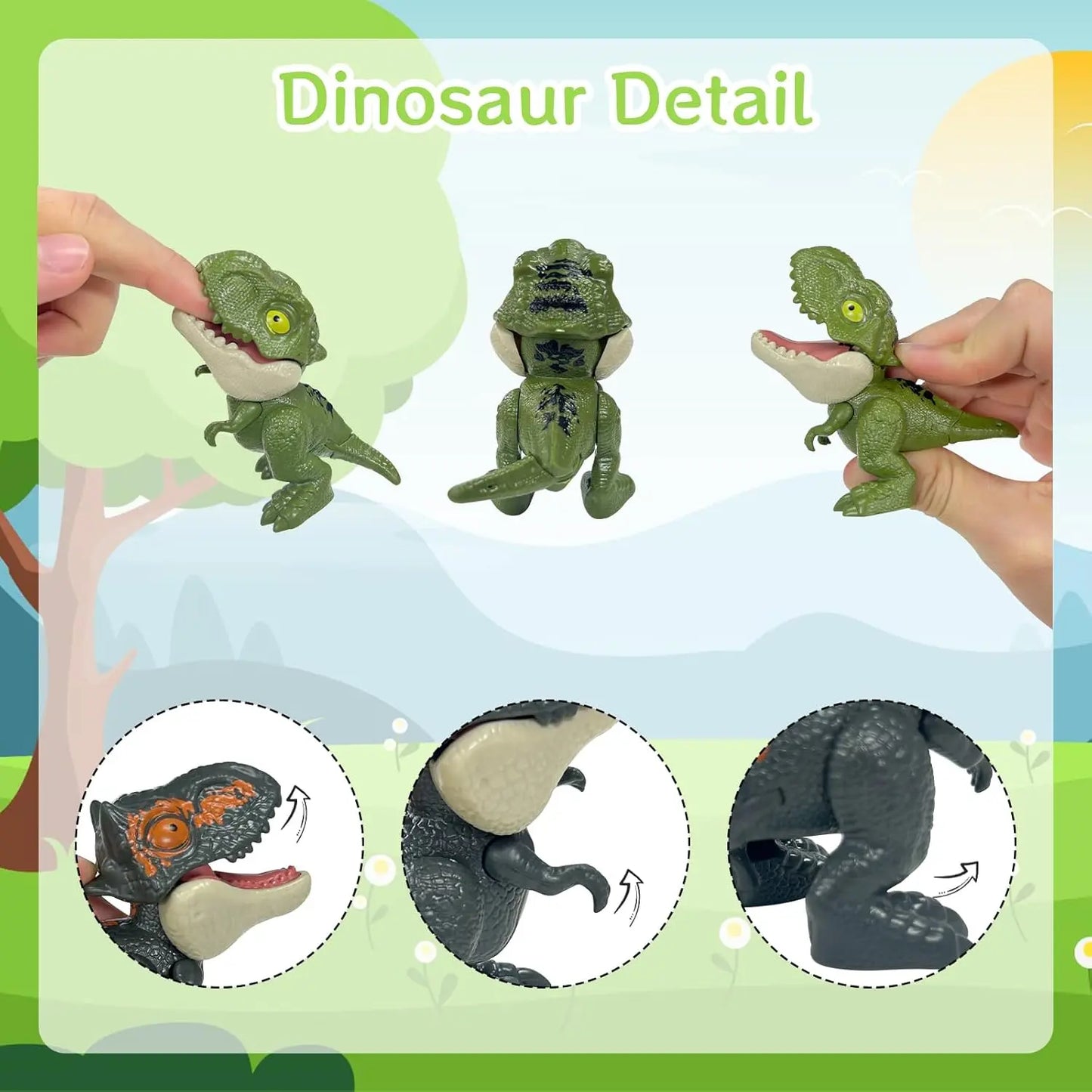 Jurassic World Finger Dinosaur Set (5 Pack): Movable Mouth Toys for Kids 3+