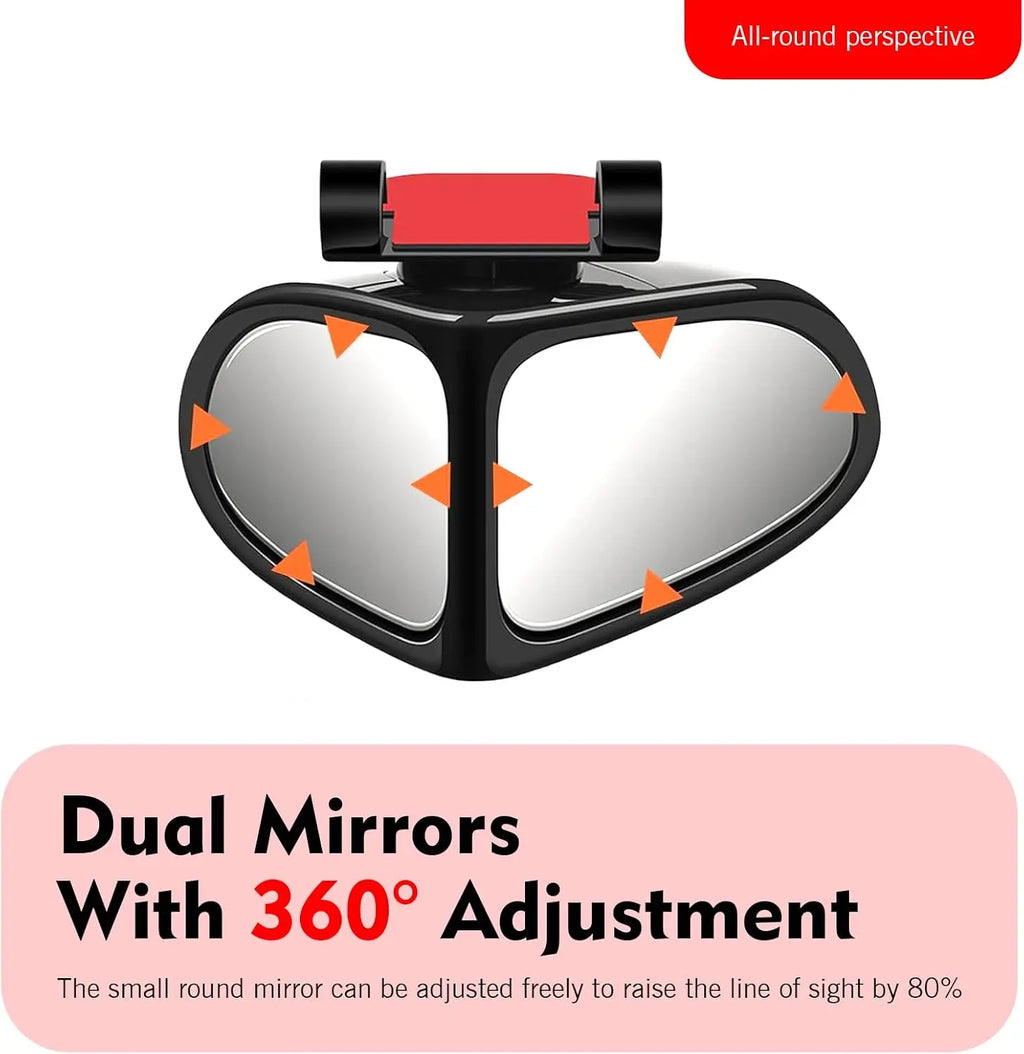 360° Rotatable Dual-Lens Blind Spot Mirror – Real Glass Rearview Auxiliary Mirror for Safe Reversing