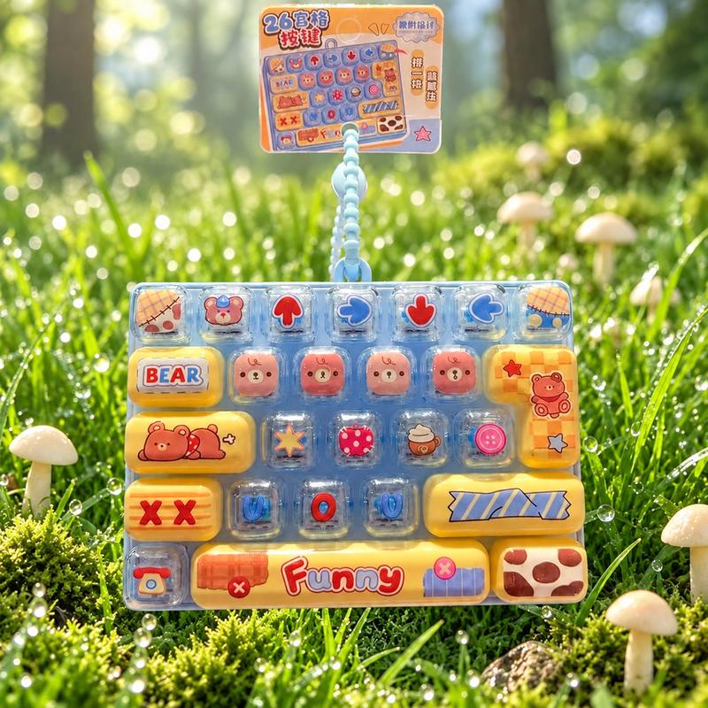 26-Key Mini Fidget Keyboard Keychain – Portable Sensory Stress Relief Toy & Cute Backpack Accessory