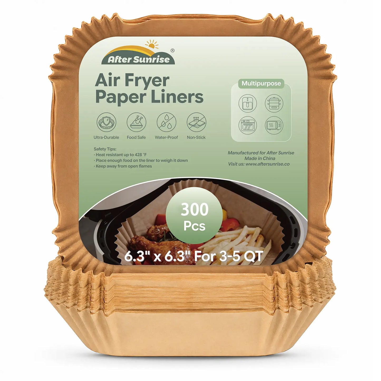 100-Pack Unbleached Air Fryer Parchment Paper Liners – 6.3” Non-Stick Disposable Liners