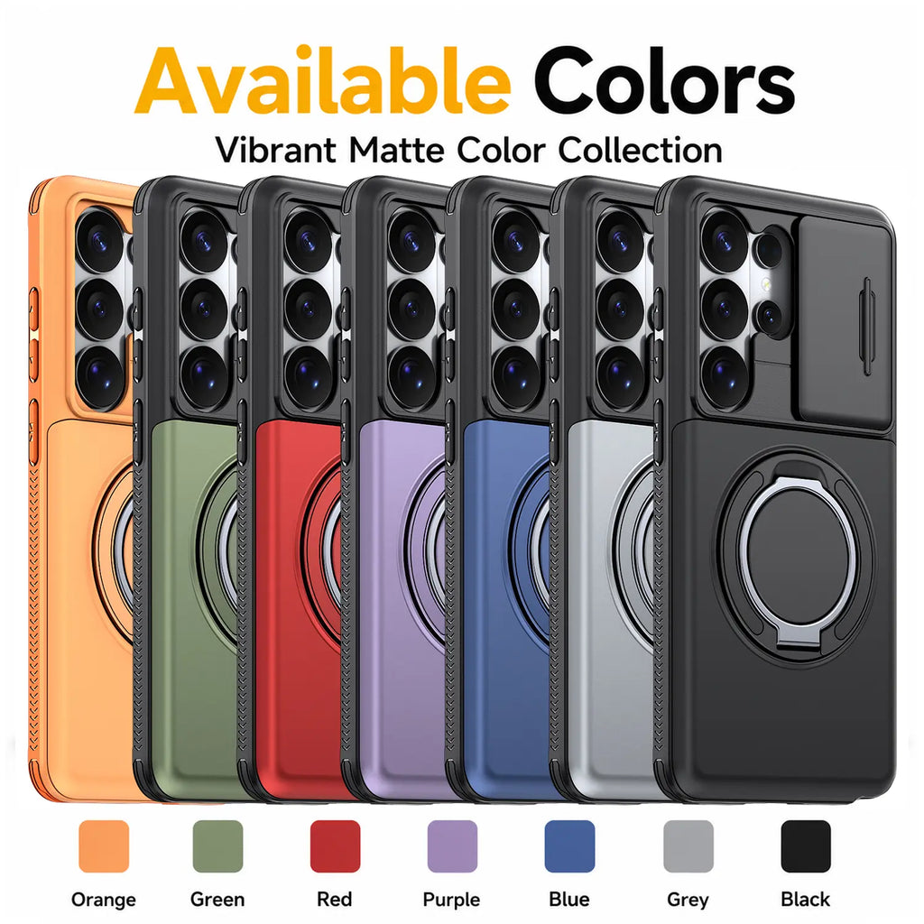 Slide Camera Cover Ring Kickstand Case for Samsung Galaxy S26 Ultra – Dual Layer Shockproof Wallet Cover