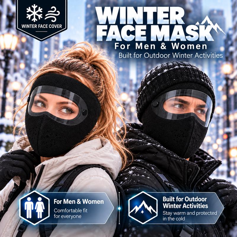 Winter Face Mask with Detachable Goggles – Windproof Thermal Fleece Full Cover for Outdoor Cycling & Skiing