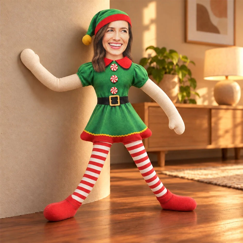 Photo Squishy Plush Doll, Personalized Christmas Elves for Shared Holiday Laughs, Creative Gift for Couples - 7
