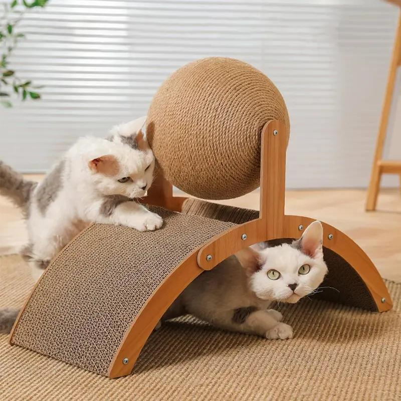 2-in-1 Cat Scratching Post & Ball - Wear-Resistant Natural Sisal Toy