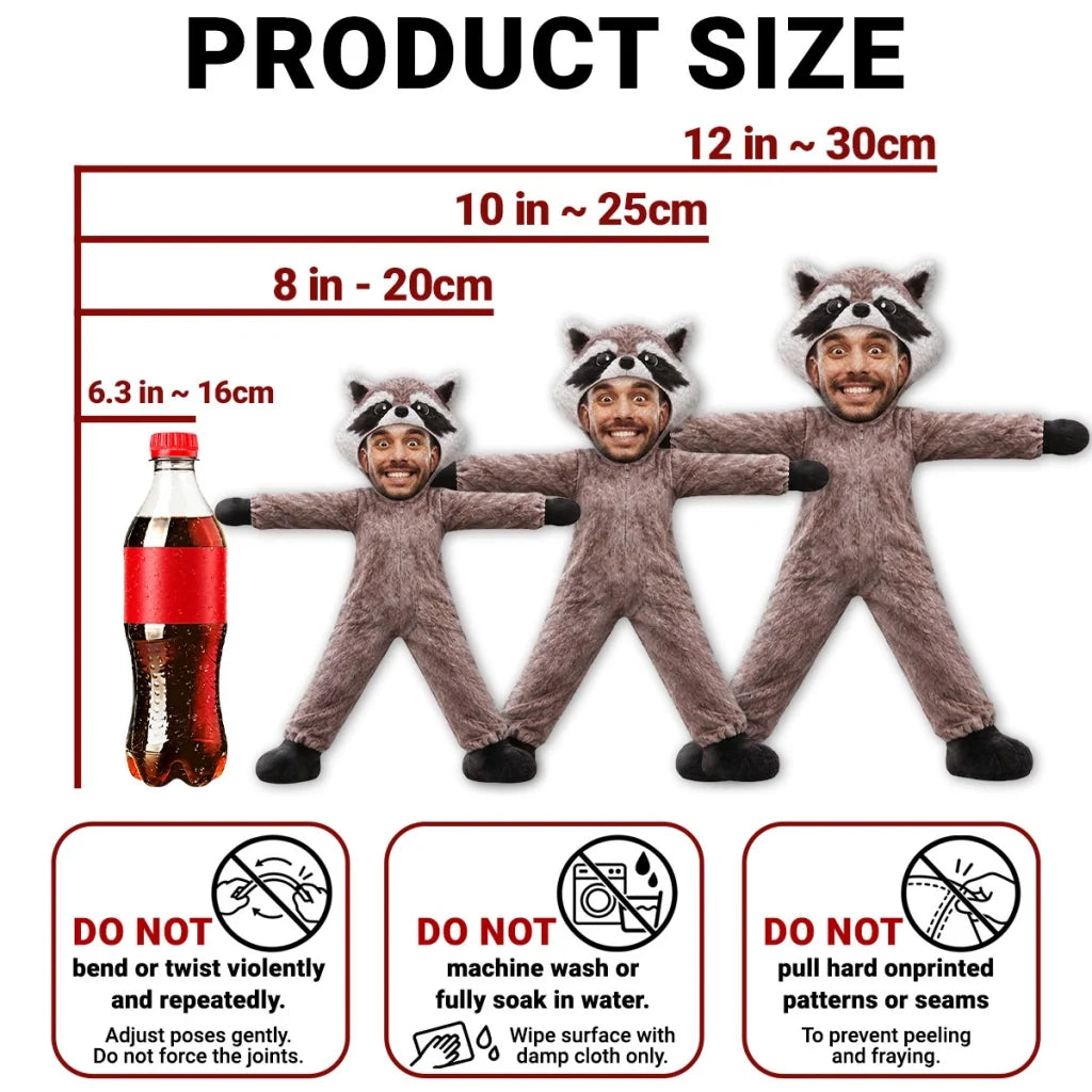 Personalized Photo Squishy Plush Doll, Climbing Raccoon Office Desk Decor, Unique Gift for Coworker - 4