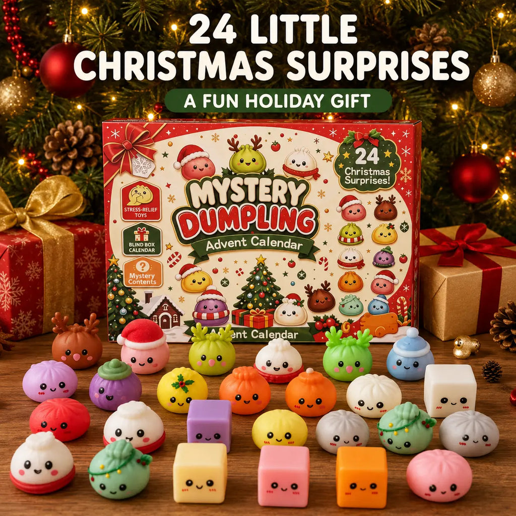 Christmas Mini Squishies Advent Calendar 2026 – 24-Day Dumpling & Glitter Toy Countdown Gift for Kids