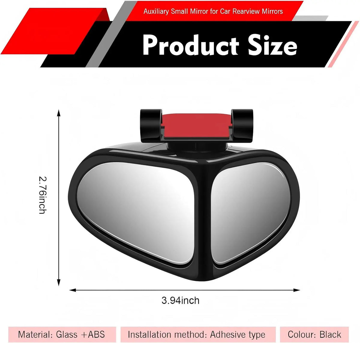 360° Rotatable Dual-Lens Blind Spot Mirror – Real Glass Rearview Auxiliary Mirror for Safe Reversing