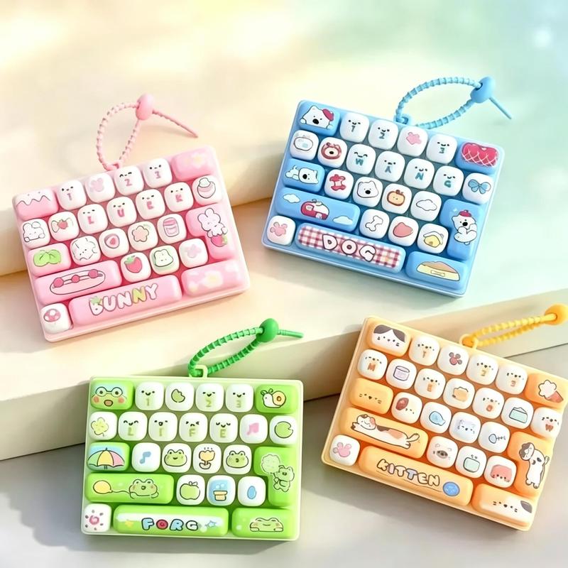 26-Key Mini Fidget Keyboard Keychain – Portable Sensory Stress Relief Toy & Cute Backpack Accessory