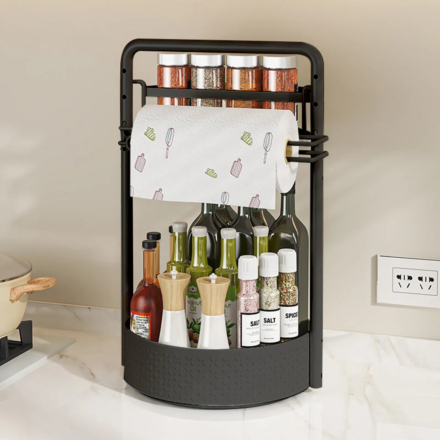 2-Tier Rotating Spice Rack Organizer – Adjustable Metal Lazy Susan for Kitchen & Pantry