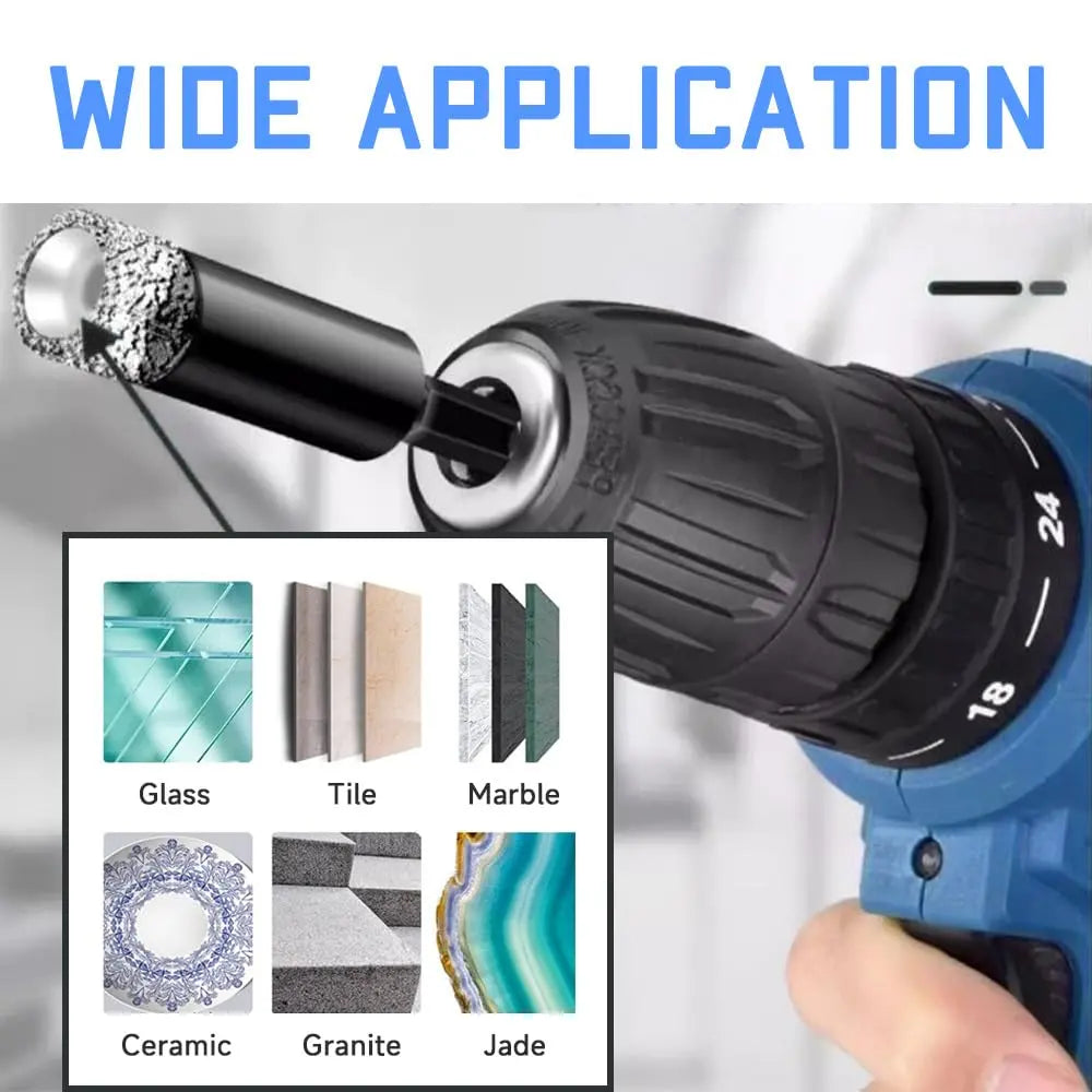6-Piece Vacuum Brazed Diamond Drill Bit Set (1/4"-1/2") for Tile, Glass & Granite
