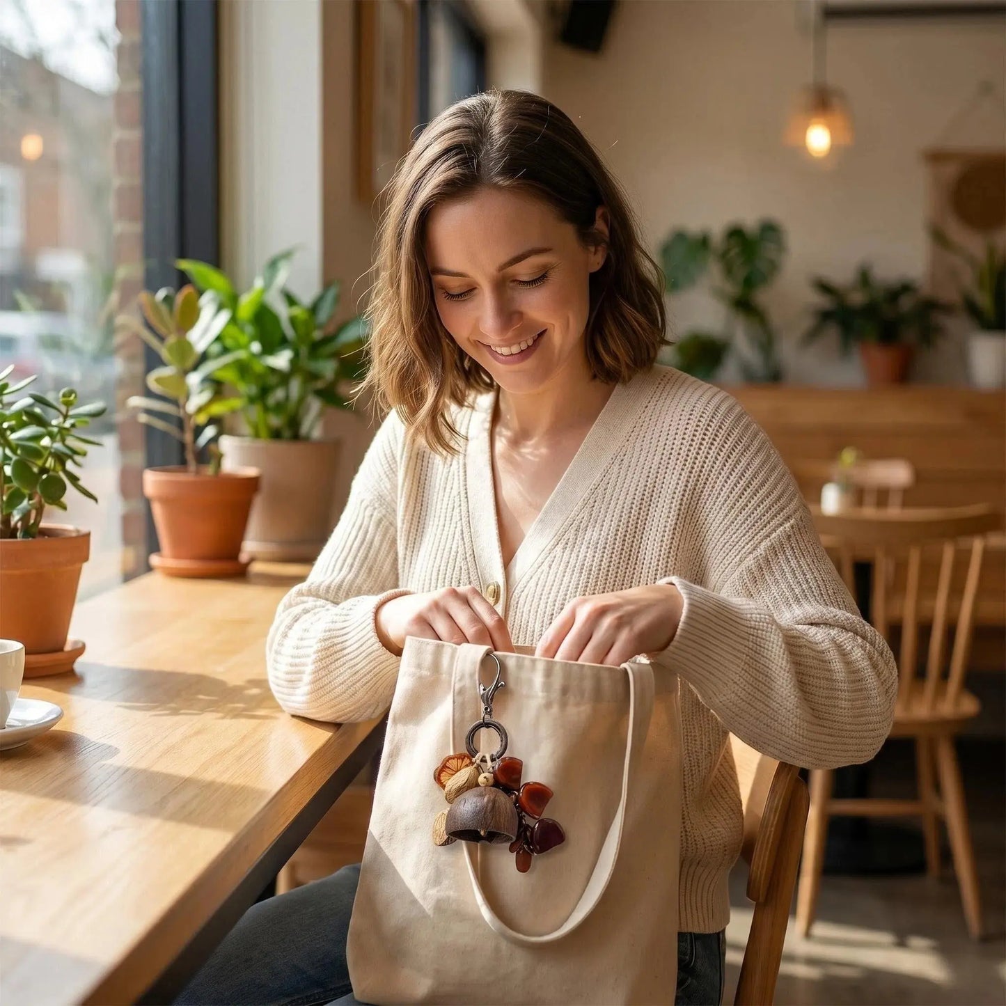 Natural Wood Bag Charm, Handmade DIY Fruit Wood Pendant Accessory