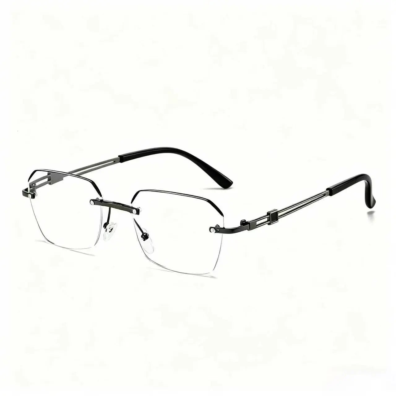 Modern Minimalist Rimless Reading Glasses, Lightweight Metal Temples Readers for Men Women, Fashion Anti-Blue Light Eyeglasses for Work & Gaming