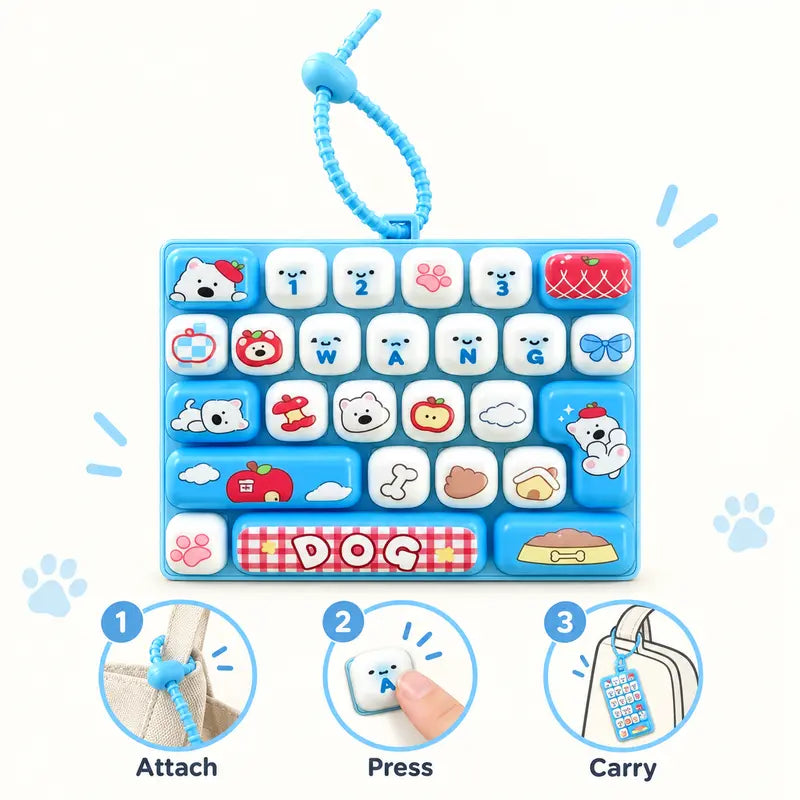 26-Key Mini Fidget Keyboard Keychain – Portable Sensory Stress Relief Toy & Cute Backpack Accessory