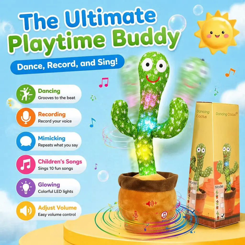 Emoin Dancing Cactus Toy,Musical Toy Interactive Toy Mimicking Repeating What You Say, Toddler childhood stuffed animal Baby Toys Easter for Baby LED Musical Toy Montessori Toys perfect present memorable gift Dealsforyoudays