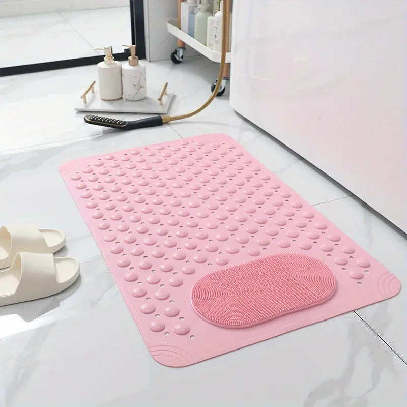 Non-Slip Shower Mat with Foot Massage & Drain Holes, Suction Cup Bathtub Mat