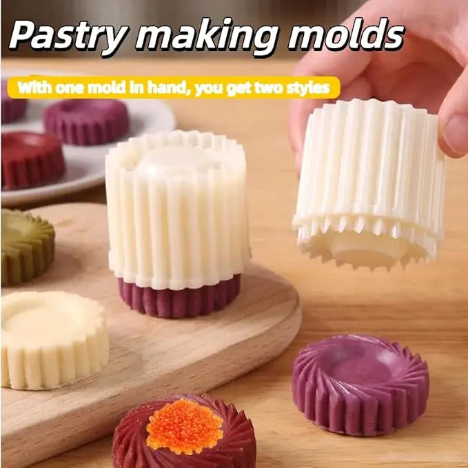 Sunflower & French Lace Round Mooncake Mold Set – Food-Grade Easy Release DIY Pastry Tool