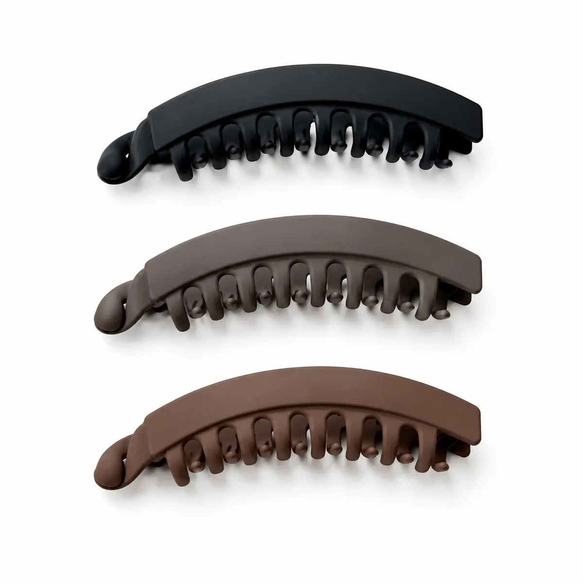 3-Piece French Banana Hair Clips – Non-Slip Neutral Ponytail Claw Clips for All Hair Types
