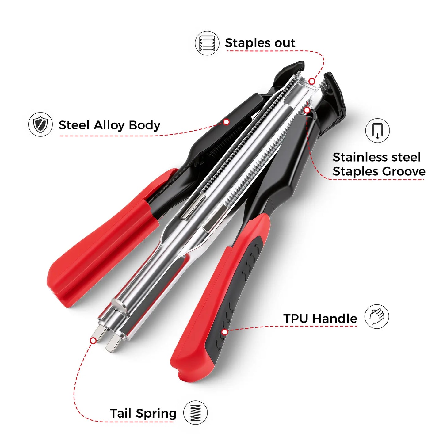 GJANSH 100 PCS/2500 PCS C Clips Hog Ring Pliers Kit, 3/4'' Hog Ring Nail, Fencing Plier Staple Gun Cage Clamp for Animal Pet Cages Fencing, Upholstery, Car Cushions, Meat and Sausage Casings fathersdaygift
