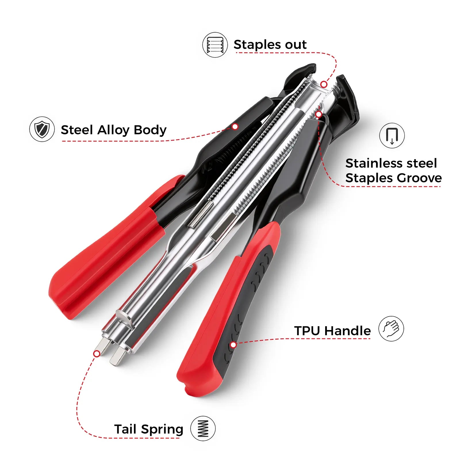 GJANSH 100 PCS/2500 PCS C Clips Hog Ring Pliers Kit, 3/4'' Hog Ring Nail, Fencing Plier Staple Gun Cage Clamp for Animal Pet Cages Fencing, Upholstery, Car Cushions, Meat and Sausage Casings fathersdaygift