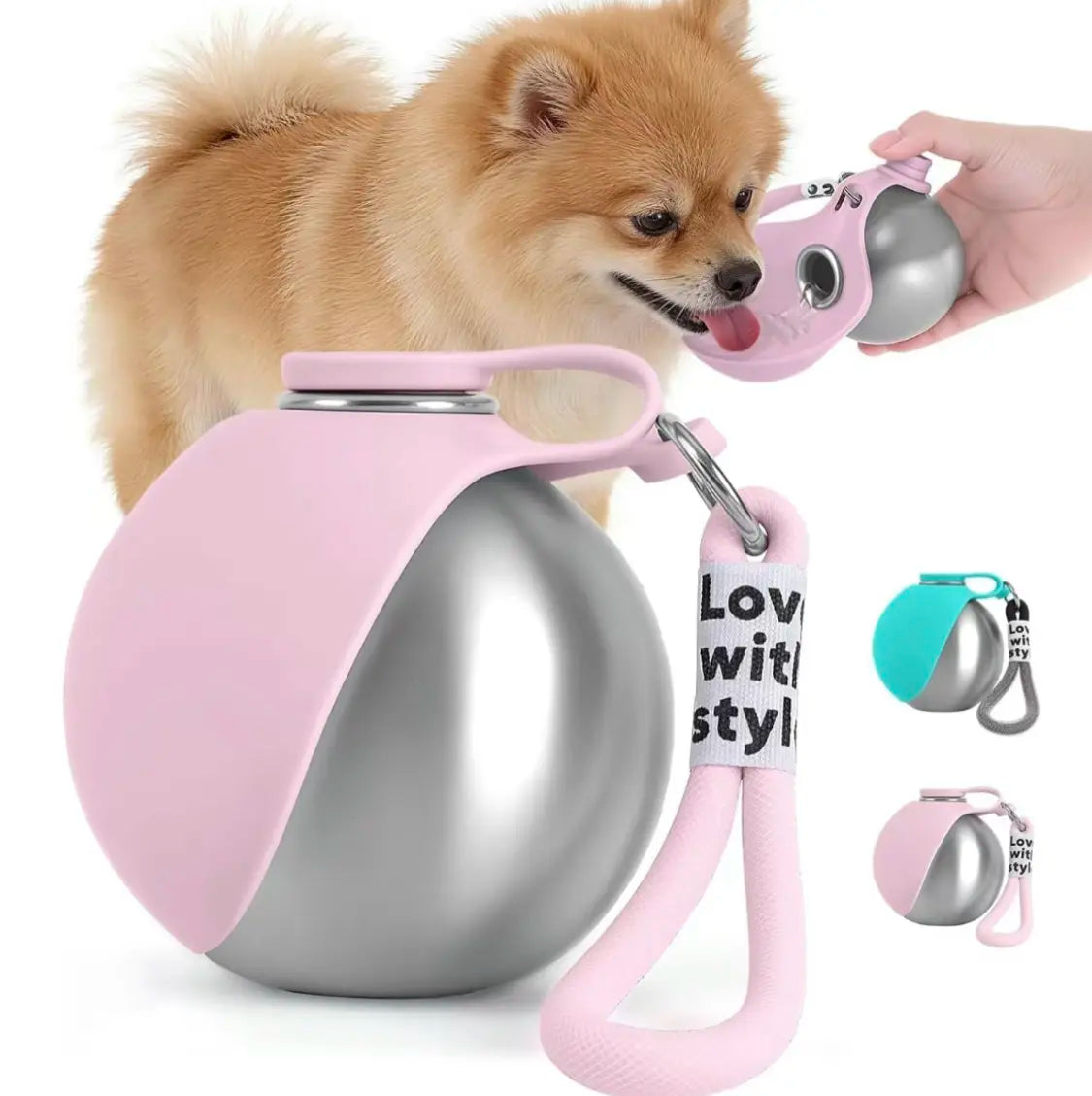 Portable Dog Water Bottle with Foldable Bowl – Spill-Free Pet Travel Hydration Dispenser