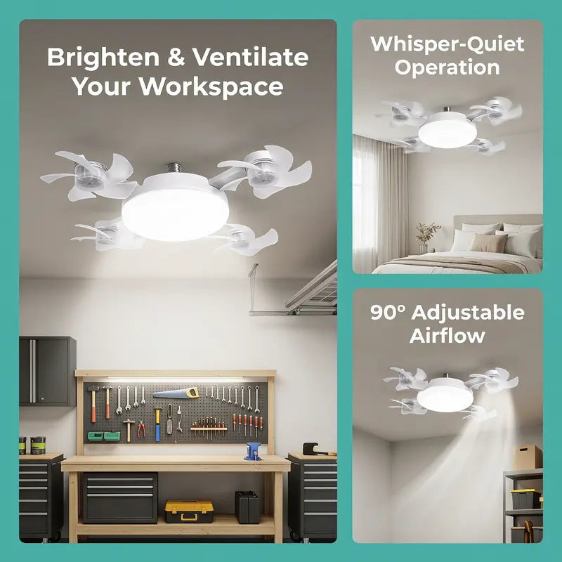 [DealsForYouDays] 2026 New E27 Socket Ceiling Fan Light - 2-in-1 Silent LED Fan with Remote Control, Energy-Saving Cooling & Lighting Combo for Home Bedroom