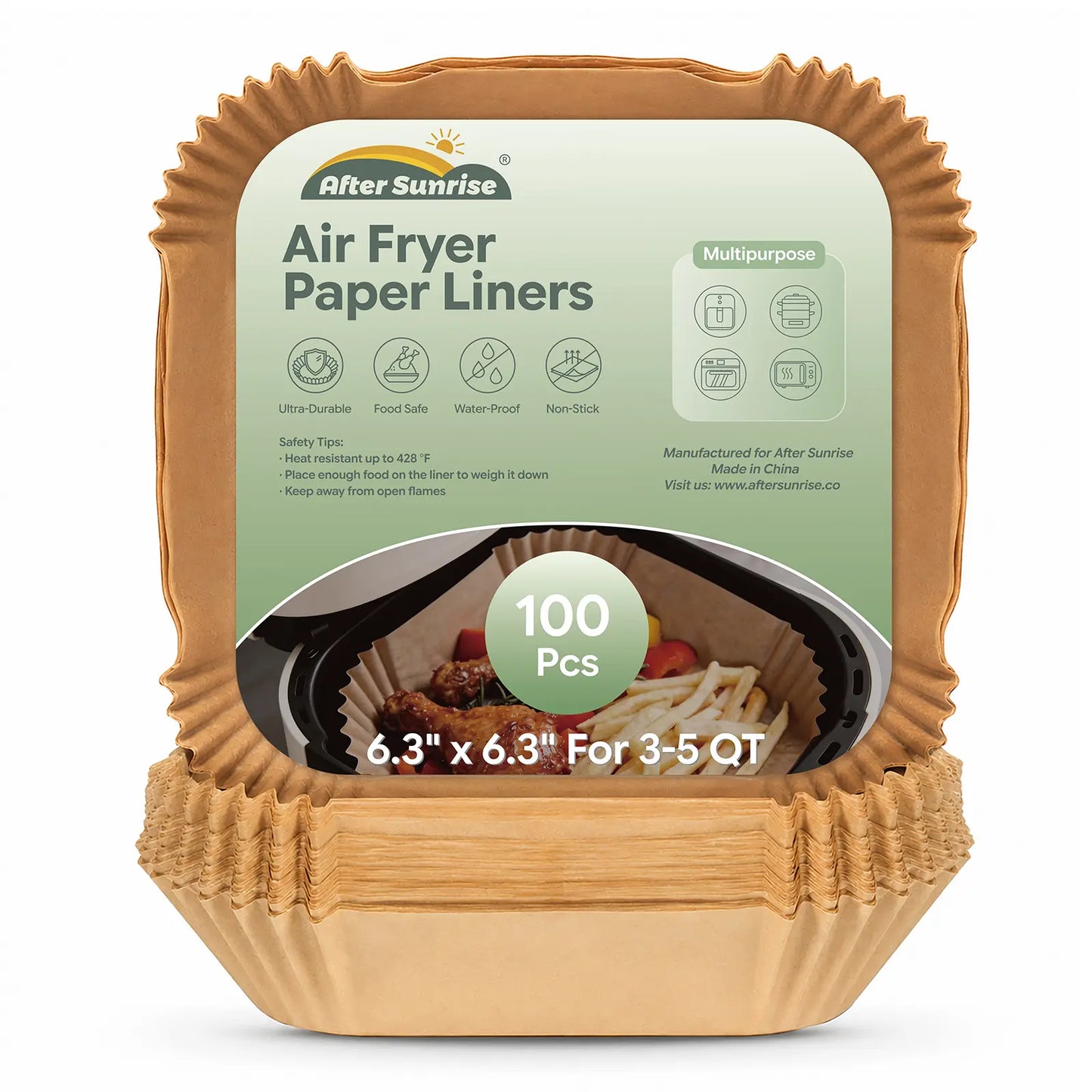100-Pack Unbleached Air Fryer Parchment Paper Liners – 6.3” Non-Stick Disposable Liners