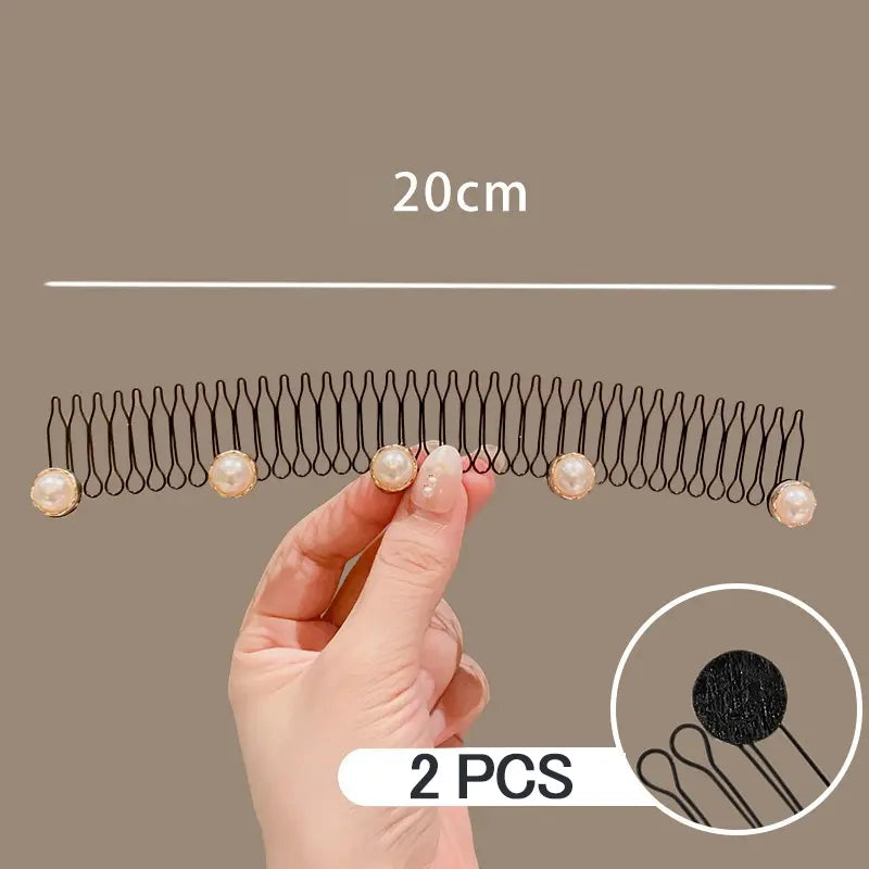 U Shape Hair Finishing Fixer Comb, 3 Pieces Bobby Bangs Holder Styling Tool Stretchable Hair Pin U Shape Wavy Comb Clips Spring Headband Circle Styling Black Pins Bun Hairpins for Women Girl