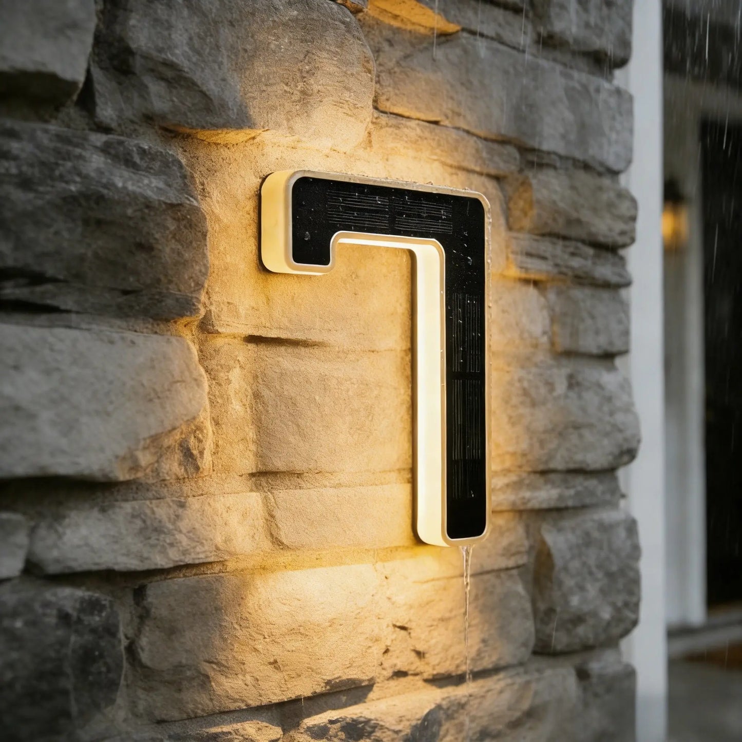 6.7 Inch Solar Lighted House Numbers, Waterproof LED Outdoor Backlit Address Sign