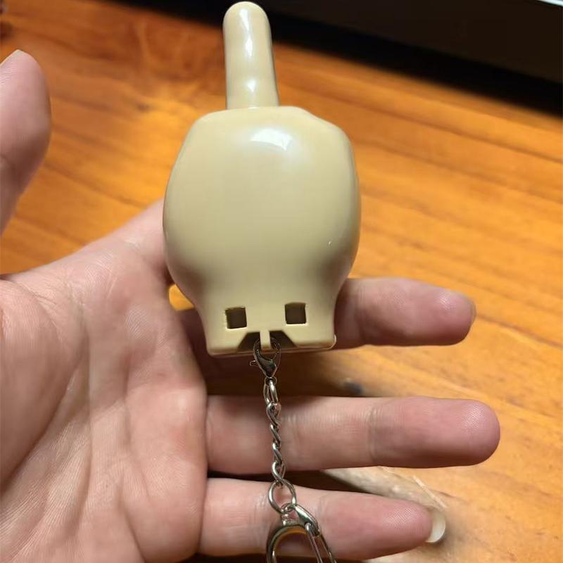 3-Piece Retractable Middle Finger Prank Pendant Set with Press Keychain & Phone Holder