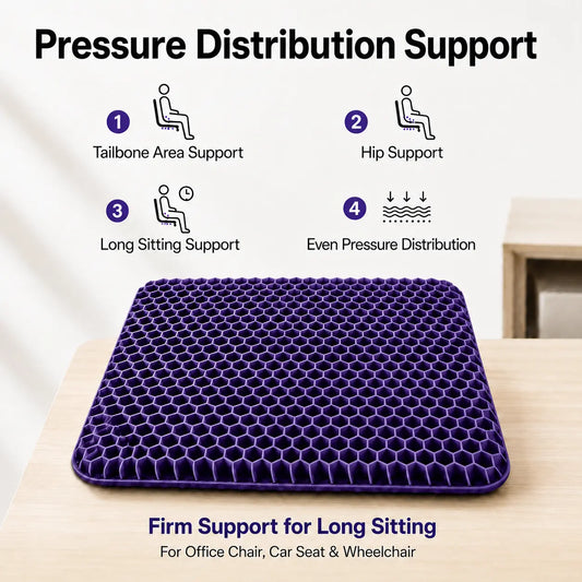 Cooling Gel Cushion for Long Sitting, Honeycomb Breathable Seat Pad with Pressure Relief
