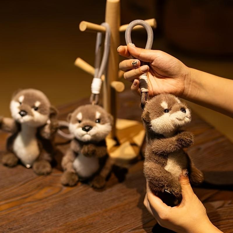 Realistic Soft Plush Otter Keychain – Viral Vibe Bag Charm & Backpack Pendant