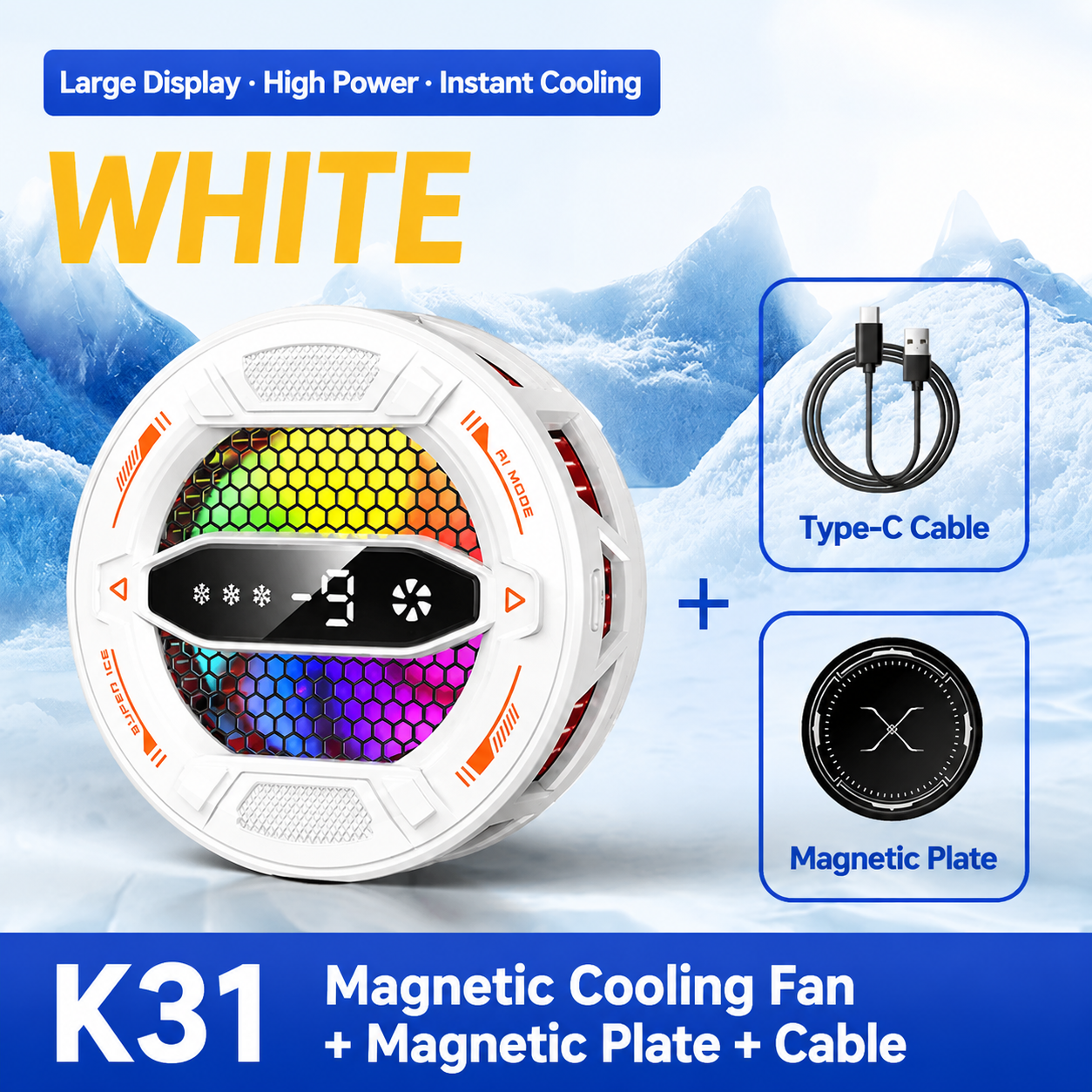 Gaming Phone Cooler – Semiconductor Cooling Fan with LED Display for iPhone & Android
