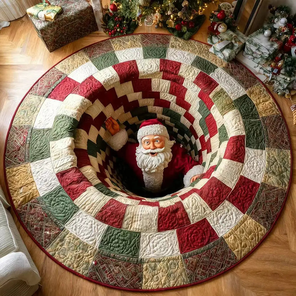 Halloween 3D Skeleton Vortex Quilted Illusion Round Rug (16") – Soft Non-Slip Spooky Living Room Carpet