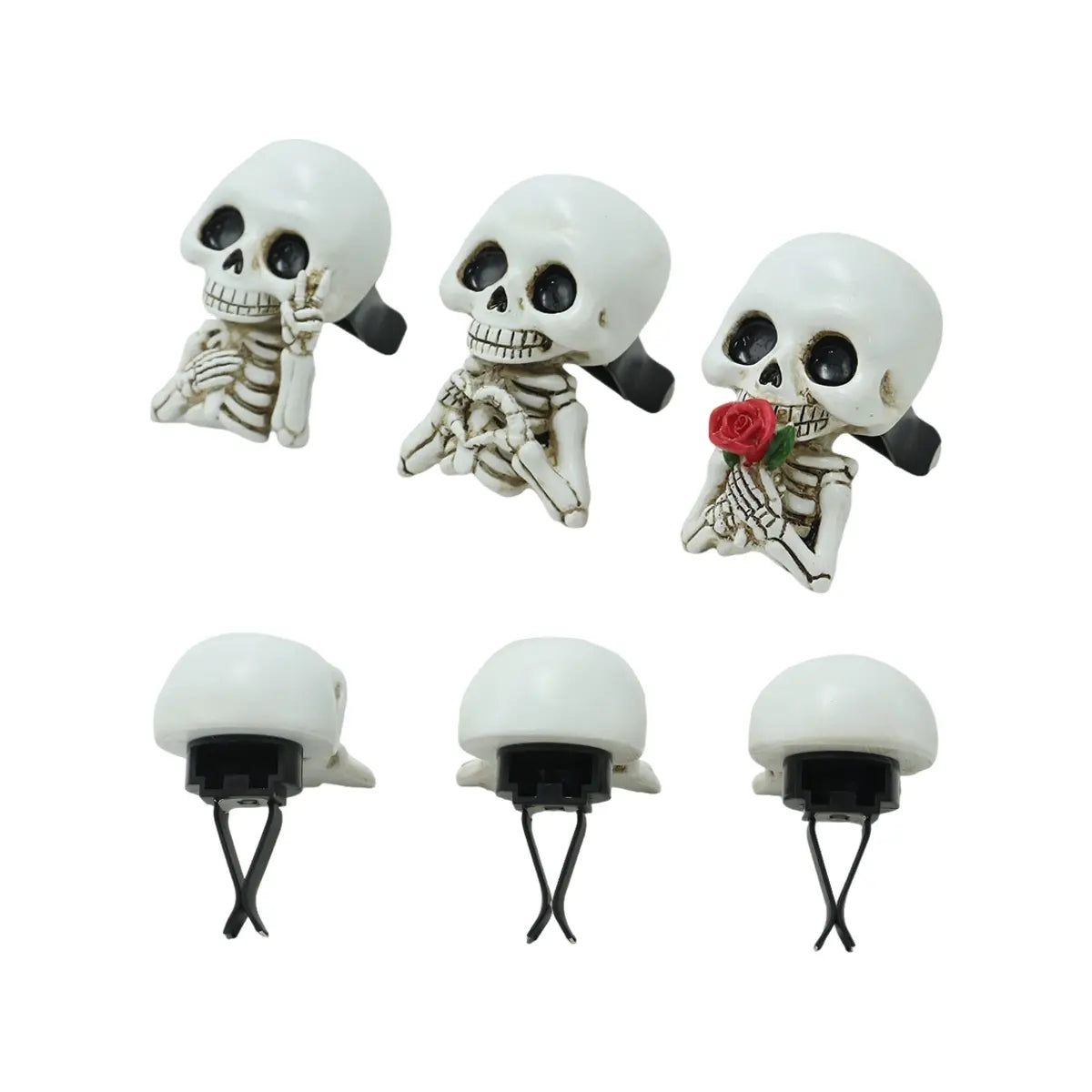 Cute Skull Car Diffuser Set, 3PCS Resin Skeleton Car Decor