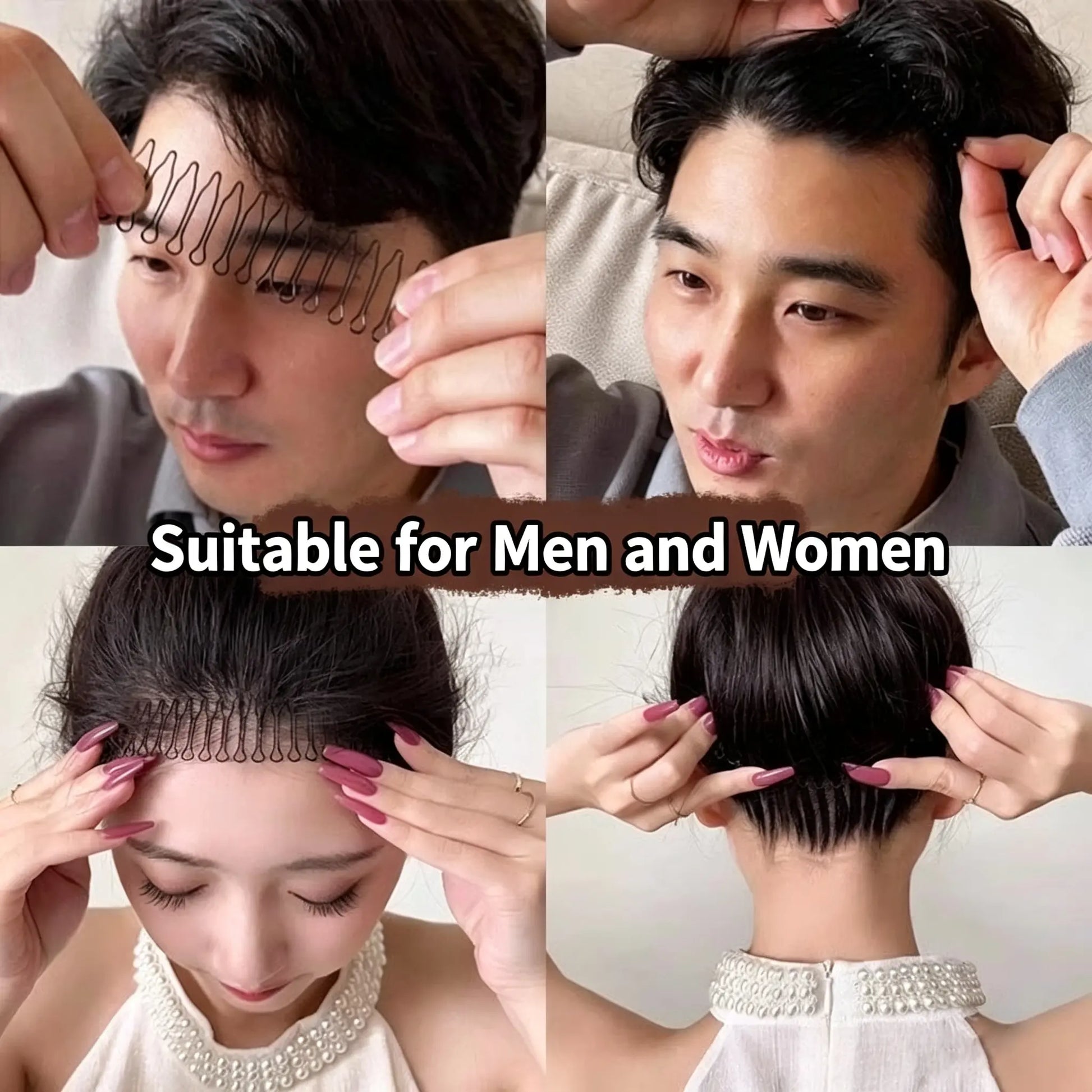 U Shape Hair Finishing Fixer Comb, 3 Pieces Bobby Bangs Holder Styling Tool Stretchable Hair Pin U Shape Wavy Comb Clips Spring Headband Circle Styling Black Pins Bun Hairpins for Women Girl