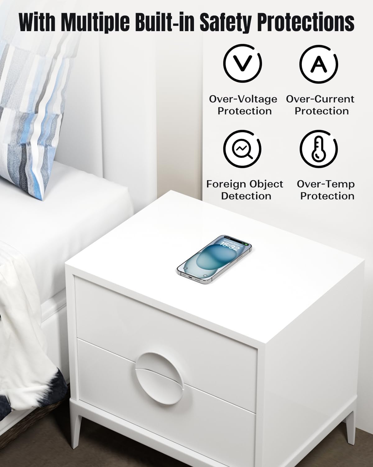 Invisible Wireless Charger, 0-30mm Under Desk Wireless Charger