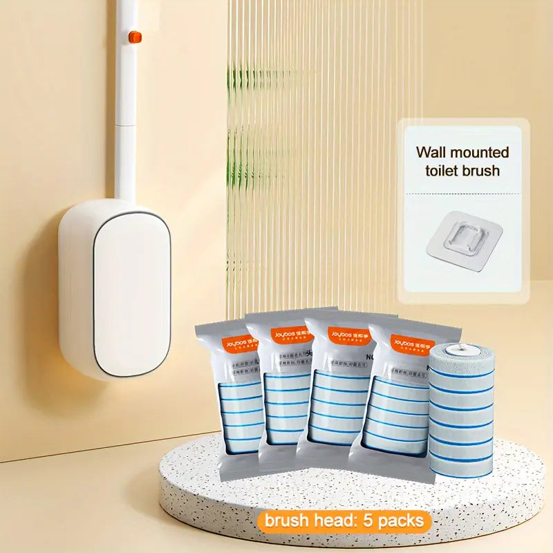 Joybos Wall-Mounted Toilet Brush Set with Disposable Refill Heads – Deep Cleaning Toilet Wand & Storage Holder