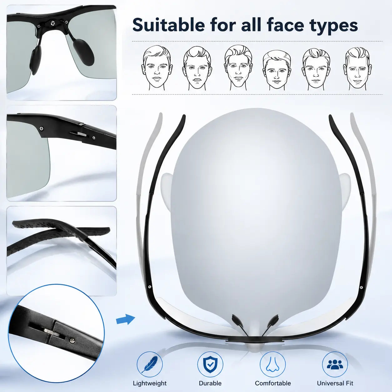 Unisex Polarized Sunglasses, Lightweight Fashion Eyewear for Driving, Fishing, Hiking, Beach and Outdoor Use