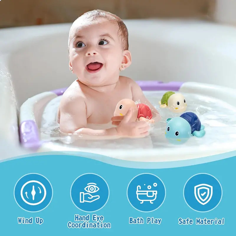 2 Pack Swimming Baby Bath Toys, Water Pool Floating Wind Up Toys Assorted Animal Model Set
