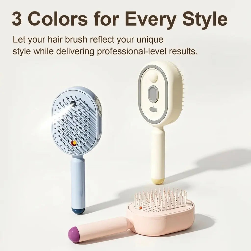 Electric Spray Massage Comb, Self-Cleaning Air Cushion Hair Brush with Essential Oil Mist, Anti-Tangle Anti-Static Volumizing Aromatherapy Hair Care