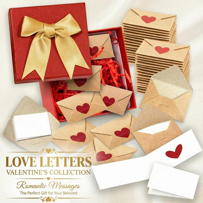 DIY Love Notes Box - Mini Blank Cards & Envelopes for Him Her - Cute Valentine’s Day Anniversary Gift for Boyfriend Valentine's Day