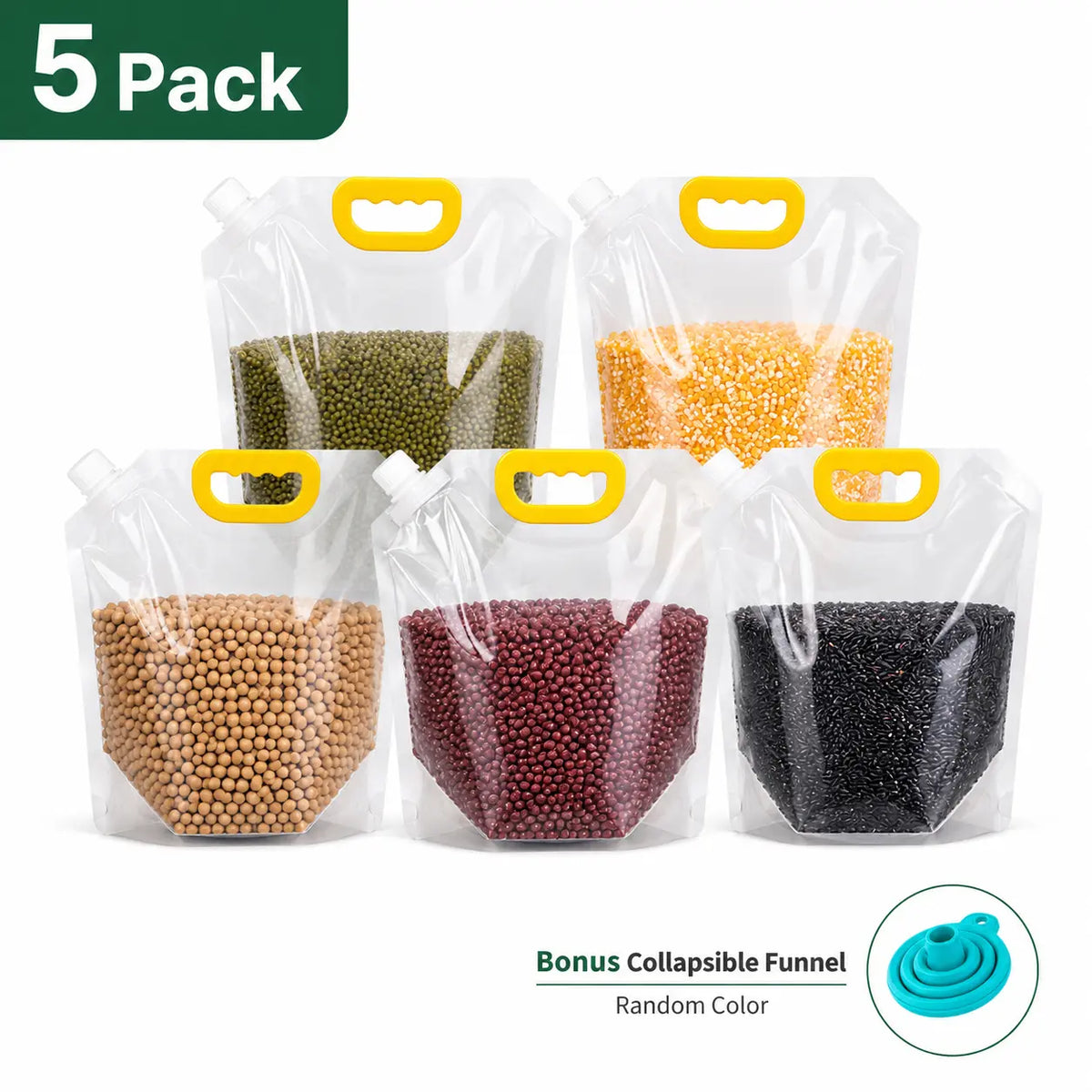 5 Pack Reusable Leakproof Food Storage Bags – Moisture-Resistant Pouches for Pet Kibble & Snacks