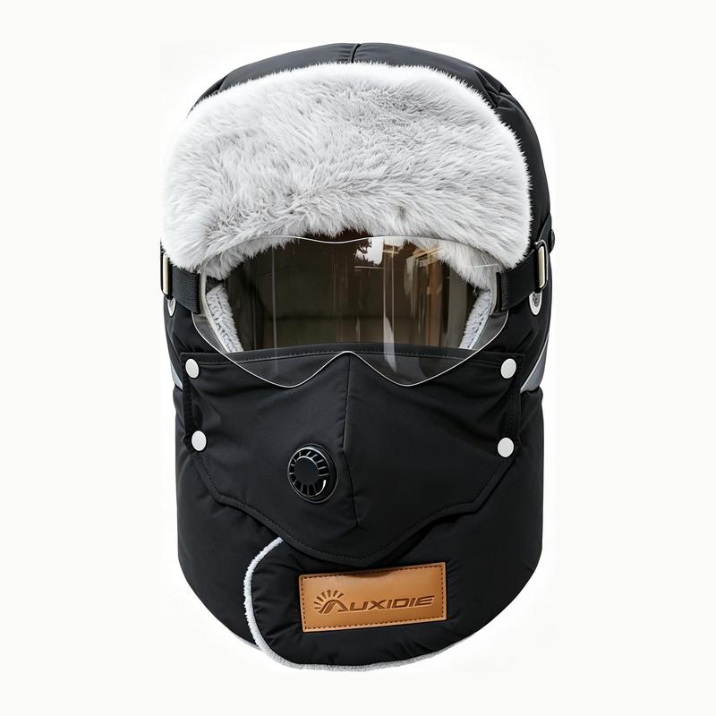 Unisex Fleece-Lined Winter Outdoor Biking Hat with Detachable Goggles